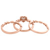 10K Rose Gold Diamond & Heart Morganite Engagement Ring Bridal Set 0.71 TCW