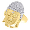 10K Yellow Gold Round Genuine Diamond Gautam Buddha Face Mens Pinky Ring 0.44 Ct