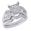 Diamond Bridal Set Ladies 10K White Gold Square Engagement Wedding Ring 0.35 Tcw