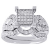 Diamond Bridal Set Ladies 10K White Gold Square Engagement Wedding Ring 0.35 Tcw