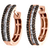 10K Rose Gold Round & Baguette Brown Diamond Tier Hoop/Huggie Earrings 1/2 CT.