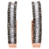 10K Rose Gold Round & Baguette Brown Diamond Tiered Hoop/Huggie Earrings 1 CT.