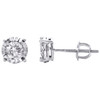 10K White Gold Round Diamond 4 Prong Stud 6mm Circle Miracle Set Earring 1/2 CT.