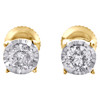 10K Yellow Gold Miracle Set Round Diamond 4 Prong Stud 4.25mm Earrings 1/4 CT.