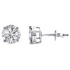 10K White Gold Round Diamond 4 Prong Stud 6.50mm Miracle Set Earrings 3/4 CT.