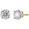 10K Yellow Gold Miracle Set Round Diamond 4 Prong Stud 6.50mm Earrings 3/4 CT.