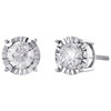 10K White Gold Round Cut Diamond 4 Prong Stud 7.50mm Miracle Set Earrings 1 CT.