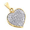 10K Yellow Gold Pave Set Diamond Mini Domed Heart Pendant 0.75" Charm 0.10 CT.