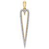 10K Yellow Gold Diamond Elongated Cut Out Heart Pendant 1.85" Charm 0.20 CT