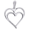 .925 Sterling Silver Round Diamond Double Heart Cut Out Pendant 1" Charm 0.10 CT.