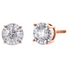 10K Rose Gold Round Cut Diamond 4 Prong Stud 6.50mm Miracle Set Earrings 3/4 CT.