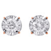 10K Rose Gold Round Cut Diamond 4 Prong Stud 6.50mm Miracle Set Earrings 3/4 CT.