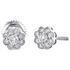 14K White Gold Round Diamond Flower Solitaire Halo Stud 5.50mm Earrings 1/4 CT.