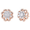 14K Rose Gold Round Cut Diamond Flower Solitaire Stud 10.75mm Halo Earrings 1 CT