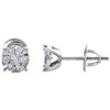 14K White Gold Round Diamond Flower Frame Studs 6.25mm Cluster Earrings 1/2 CT.