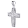 Domed Diamond Cross Pendant 10K White Gold Mens Round Pave Mini Charm 0.50 Tcw.