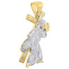 10k Yellow Gold Mens Figurine of Pure Faith Symbol 1.7" Diamond Pendant 1.15 Ct.