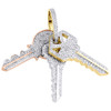 10K Multi Tone Gold Diamond Three Key Pendant 1.50" Unisex Pave Charm 0.95 CT.