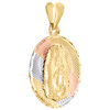 14K Tri-Color Gold Diamond Cut Texture Mother / Virgin Mary Pendant Charm 1.10"