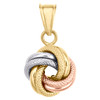 14K Tri-Color Gold Fancy Italian Love Knot Strukturierter Anhänger Damen Charm 0,85"
