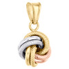 pendentif texturé en forme de nœud d'amour italien fantaisie en or tricolore 14 carats pour femme 0,85"