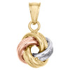 pendentif texturé en forme de nœud d'amour italien fantaisie en or tricolore 14 carats pour femme 0,85"