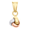 14K Tri-Color Gold Fancy Italian Love Knot Textured Pendant Women's Charm 0.65"