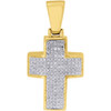 Diamond Mini Domed Cross Pendant 10K Yellow Gold Round Cut Pave Charm 0.58 Ct