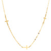 14K Yellow Gold Italian Three Sideways Cross Statement Cable Chain Necklace 18"