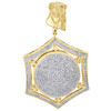 10K Yellow Gold Real Diamond Hexagon Circle Medallion Pendant 1.7" Charm 0.80 CT