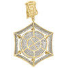 10K Yellow Gold Real Diamond Hexagon Circle Medallion Pendant 1.7" Charm 0.80 CT