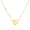 14K Yellow Gold Fancy Puff Love Heart Italian Rolo Chain Statement Necklace 18"