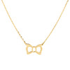 14K Yellow Gold Bow Knot Loop Pendant Italian Cable Chain Statement Necklace 18"