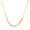 14K Tri-Color Gold Fancy Moon Cut Bead Italian Cable Chain Statement Necklace 18"