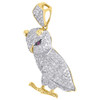 Diamond Owl Pendant Mens 10K Gold Round Pave Fashion Bird Charm 1 Tcw.