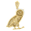 Diamond Owl Pendant Mens 10K Gold Round Pave Fashion Bird Charm 1 Tcw.