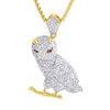 Diamond Owl Pendant Mens 10K Gold Round Pave Fashion Bird Charm 1 Tcw.