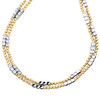 collier texturé fantaisie en or bicolore 14 carats de 2,50 mm avec chaîne de perles coupées en lune italienne 18"