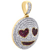 10K Yellow Gold Diamond Smiling Face Heart Eyes Emoji Pendant Pave Charm 1.33 CT