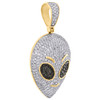 10K Yellow Gold Real Diamond Alien Face Emoji Oval Pendant 1.40" Pave Charm 1 CT