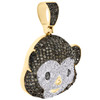 10K Yellow Gold Brown Diamond Monkey Face Emoji Pendant 1.25" Pave Charm 1 CT.