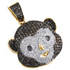 10K Yellow Gold Brown Diamond Monkey Face Emoji Pendant 1.25" Pave Charm 1 CT.