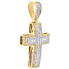 10K Yellow Gold Round & Baguette Diamond Dome Cross Pendant 1.55" Charm 0.87 CT.