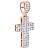 10K Rose Gold Round & Baguette Diamond Fancy Cross Pendant 1.55" Charm 1.62 CT.