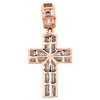 10K Rose Gold Round & Baguette Diamond Fancy Cross Pendant 1.55" Charm 1.62 CT.