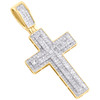 10K Yellow Gold Round & Baguette Diamond Fancy Cross Pendant 2" Charm 1.50 CT.