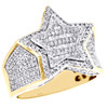 10K Yellow Gold Mens Baguette Diamond Stacked Star Shape Pinky Ring Band 1 CT.