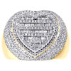 10K Yellow Gold Mens Baguette Diamond Tiered Heart Shape Pinky Ring Band 1.33 CT