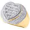 10K Yellow Gold Mens Baguette Diamond Tiered Heart Shape Pinky Ring Band 1.33 CT