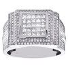 10K White Gold Princess Cut Men Diamond Pinky Ring Square Tier 14mm Band 1.63 CT